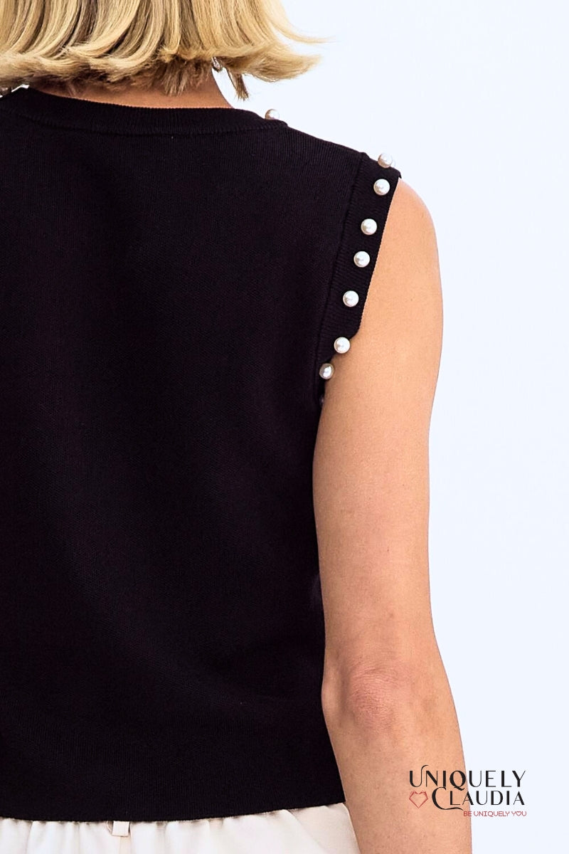 Meghan Pearl Embellished Sleeveless Top | Uniquely Claudia Boutique
