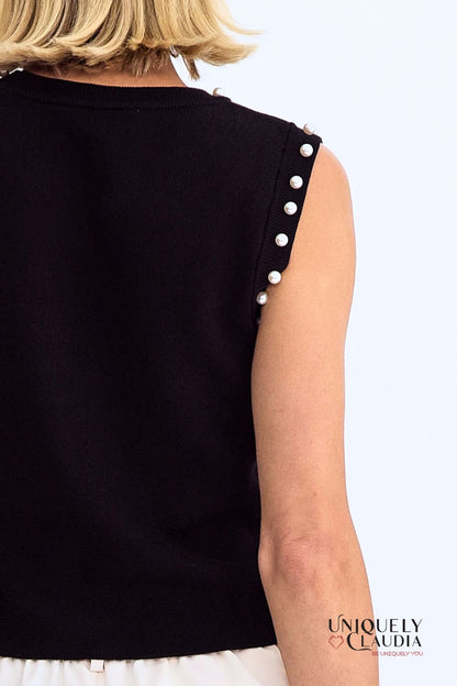 Meghan Pearl Embellished Sleeveless Top | Uniquely Claudia Boutique