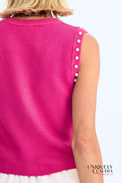 Meghan Pearl Embellished Sleeveless Top | Uniquely Claudia Boutique