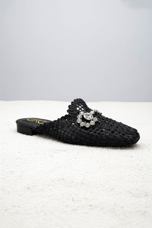 Melas Embellished Leather Loafer Mule