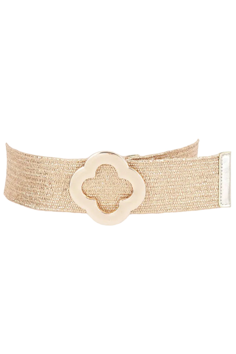 Metal Buckle Metallic Gold Stretch Belt - Uniquely Claudia Boutique