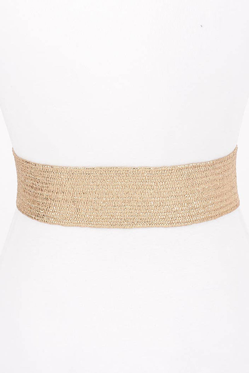 Metal Buckle Metallic Gold Stretch Belt - Uniquely Claudia Boutique