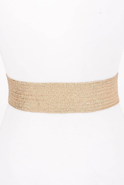 Metal Buckle Metallic Gold Stretch Belt - Uniquely Claudia Boutique