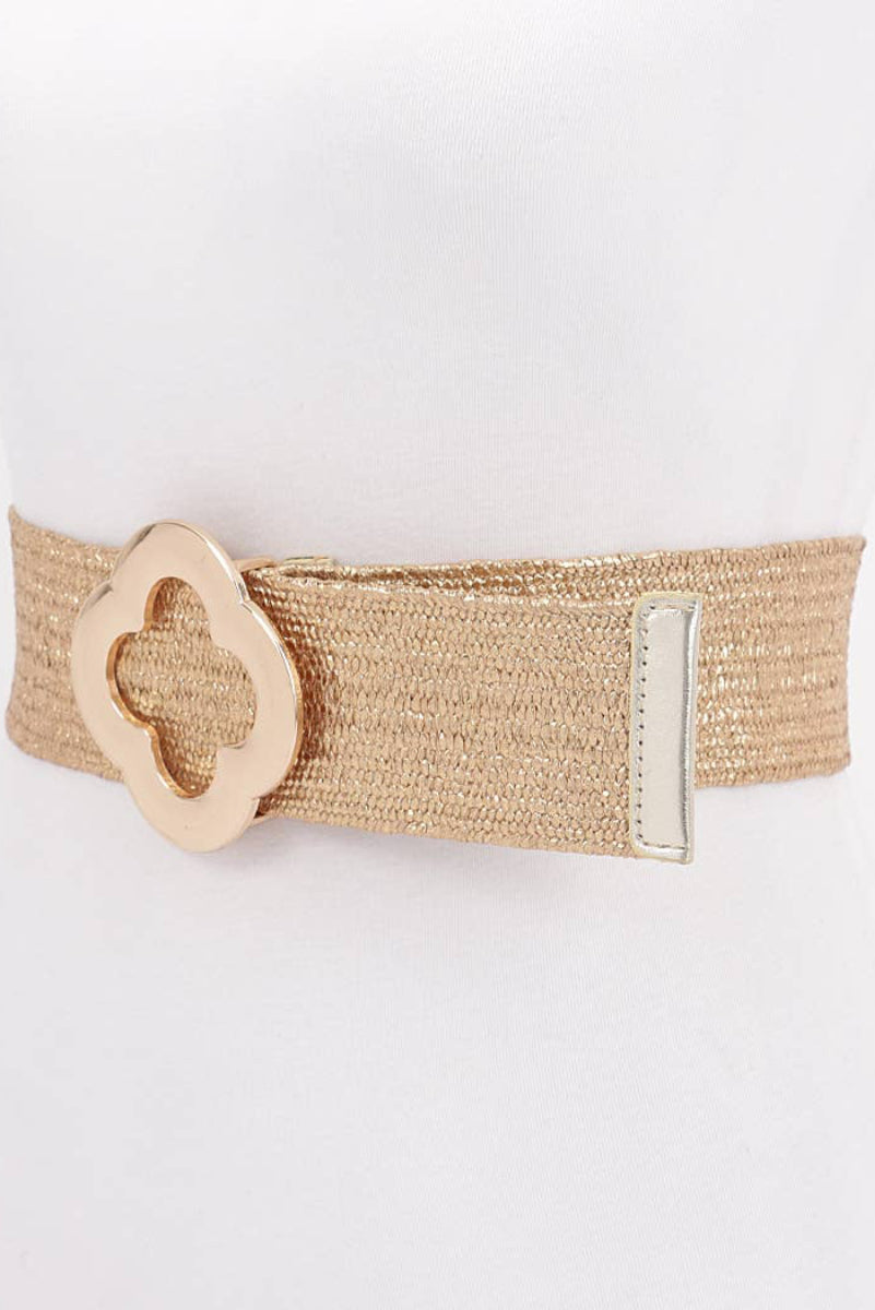 Metal Buckle Metallic Gold Stretch Belt - Uniquely Claudia Boutique