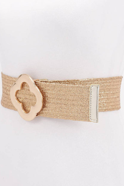 Metal Buckle Metallic Gold Stretch Belt - Uniquely Claudia Boutique