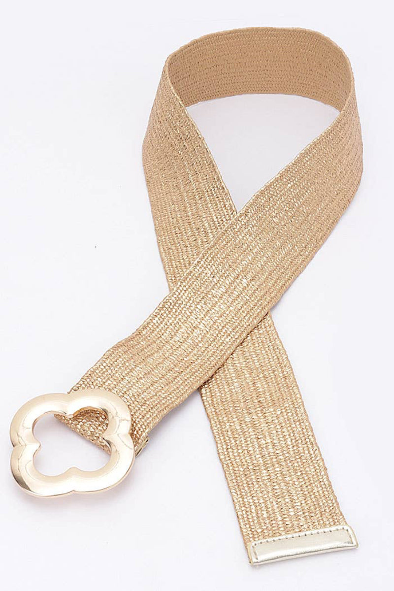 Metal Buckle Metallic Gold Stretch Belt - Uniquely Claudia Boutique
