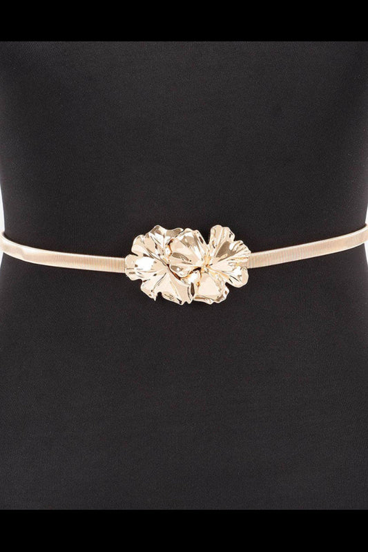 Metal Flower Spring Gold Stretch Belt - Uniquely Claudia Boutique