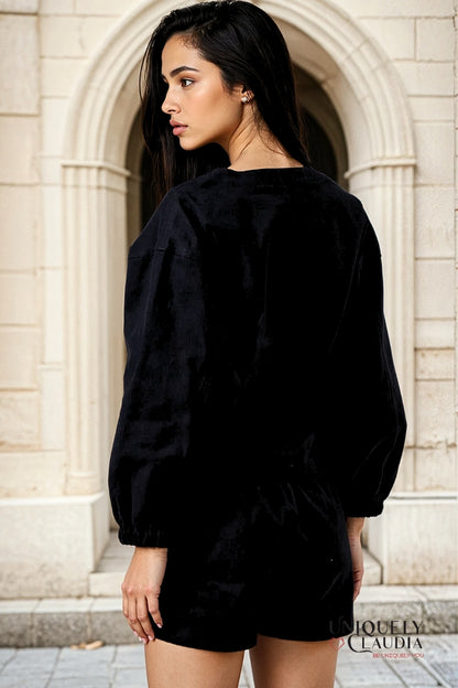 Michelle Gold Embroidered Long Sleeve Button-Down Jacket