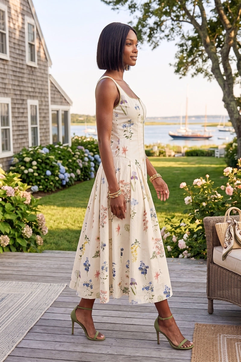 Michelle Garden Bloom Front-Zip Maxi Dress