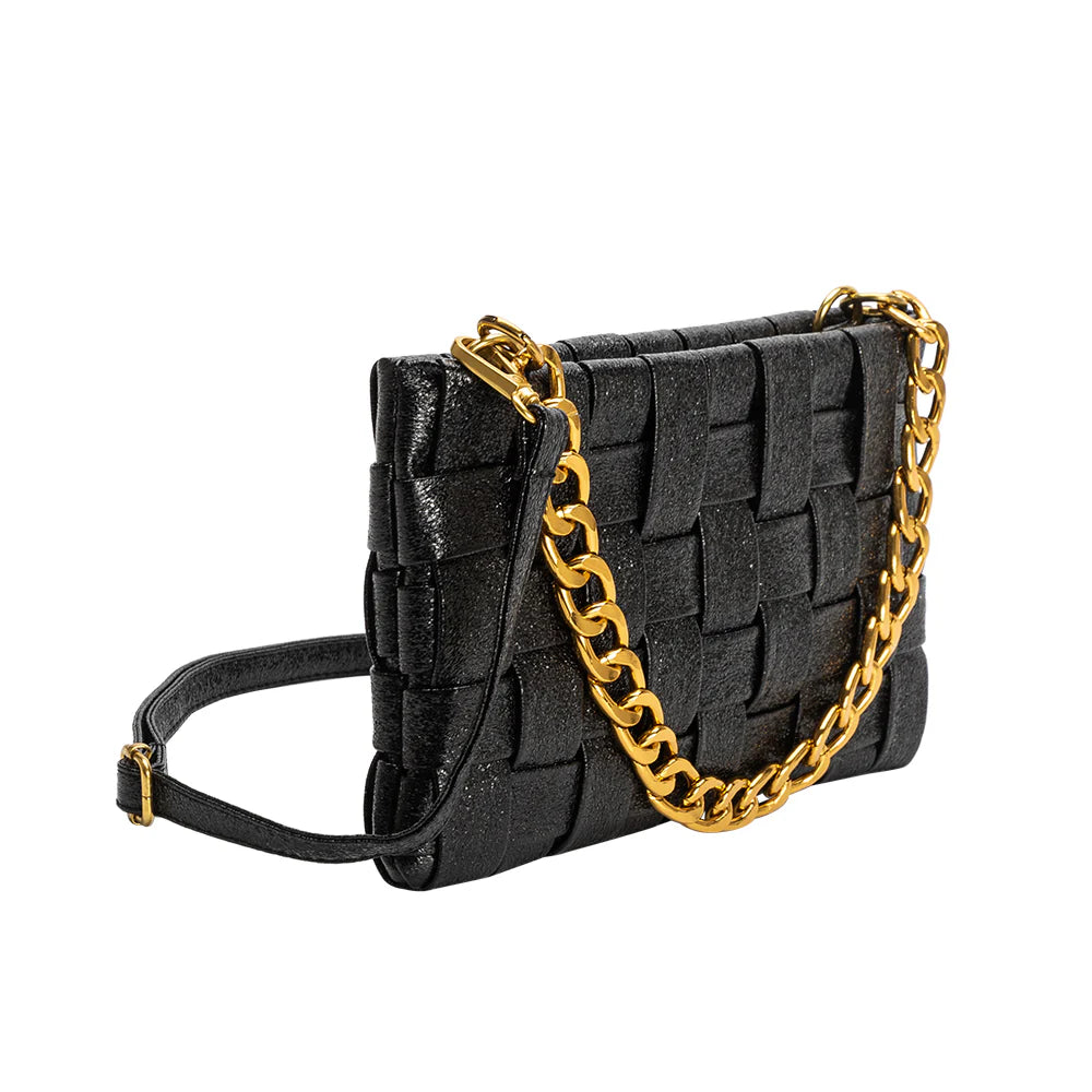 Mimie Onyx Metallic Recycled Vegan Crossbody Bag | Uniquely Claudia Boutique