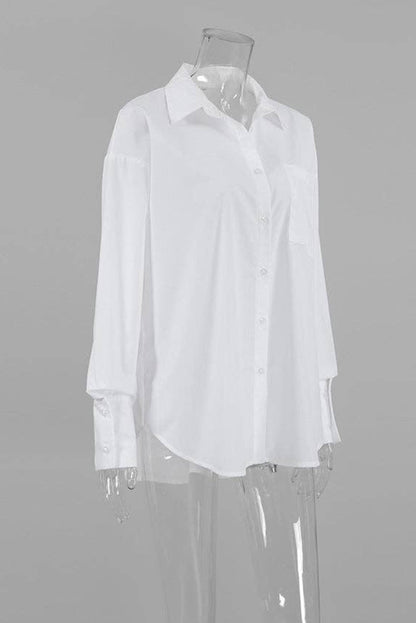 White shirt on a transparent mannequin against a gray background