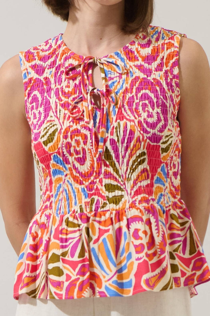 Naomi Floral Smocked Peplum Top
