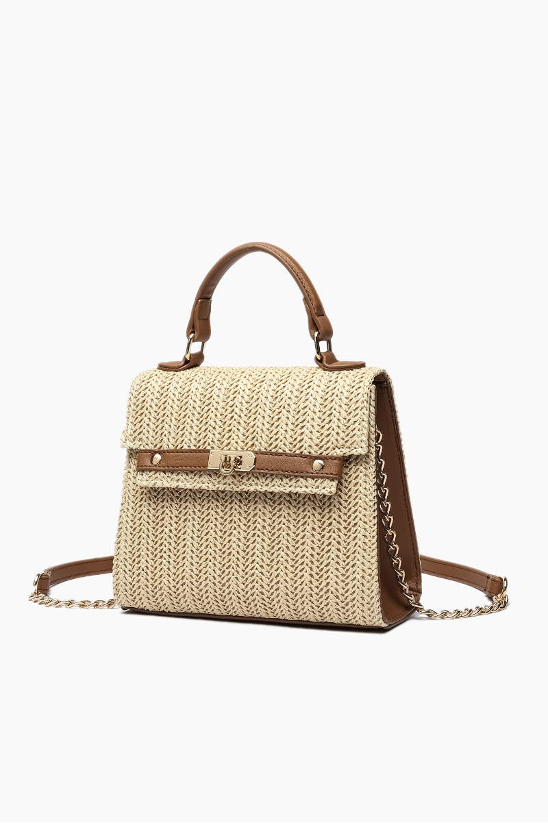 Woven Straw Crossbody Purse Casual Vacation Travel Bag: Natural - Uniquely Claudia Boutique
