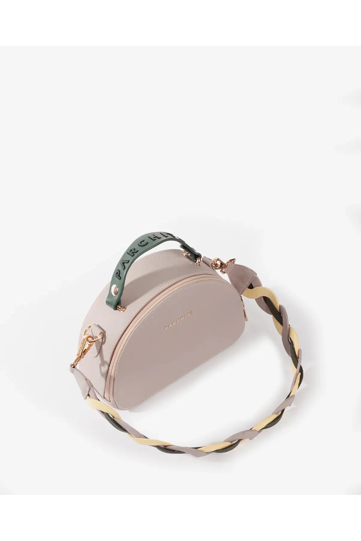 Parchita Brand  handbag with a braided strap on a white background