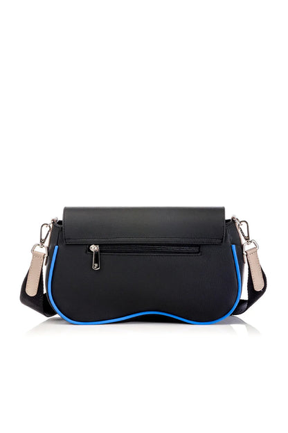 Parchita Brand handbag with blue accents on a white background