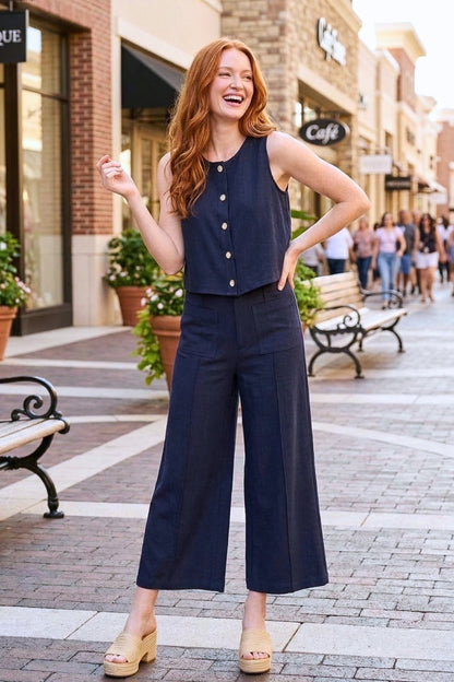 Paula Navy Vest & Pant Set - Uniquely Claudia Boutique