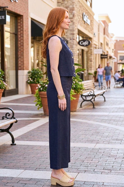 Paula Navy Vest & Pant Set - Uniquely Claudia Boutique