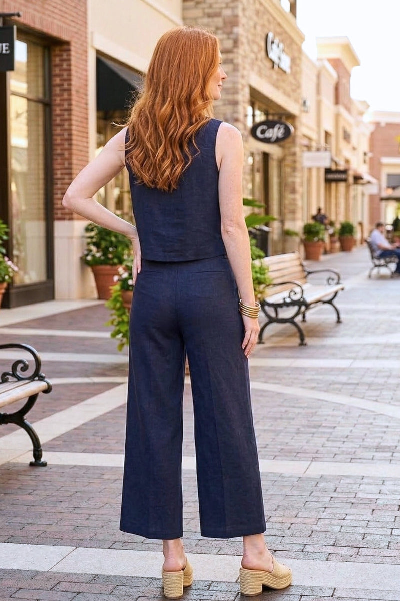 Paula Navy Vest & Pant Set - Uniquely Claudia Boutique