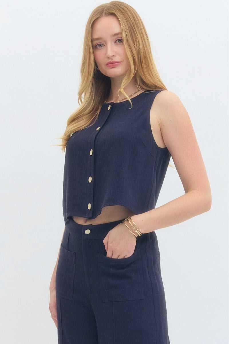 Paula Navy Vest & Pant Set - Uniquely Claudia Boutique