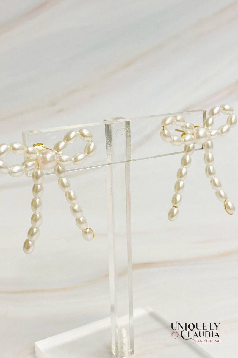 Pearl Bow Coquette Earrings | Uniquely Claudia Boutique 