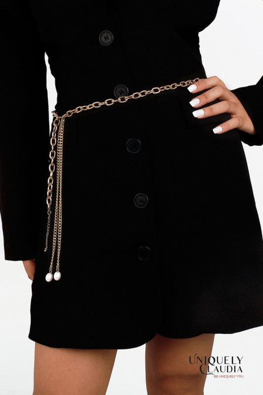 Pearls Drops Adjustable Goldtone Belt | Uniquely Claudia Boutique