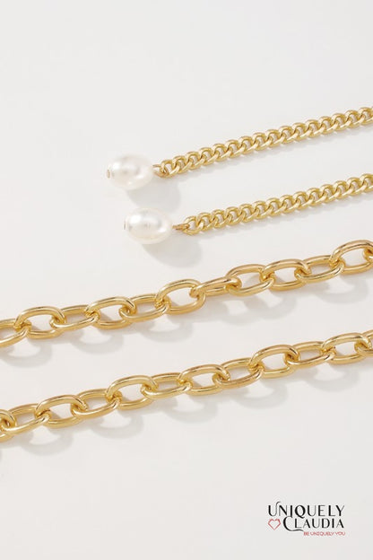 Pearls Drops Adjustable Goldtone Belt | Uniquely Claudia Boutique