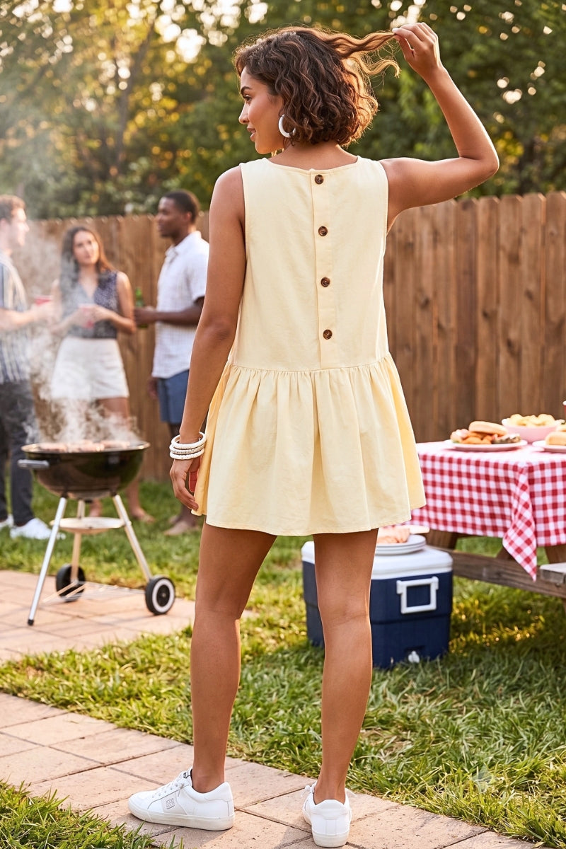 Peggy Sleeveless Square Neck Flare Mini Dress
