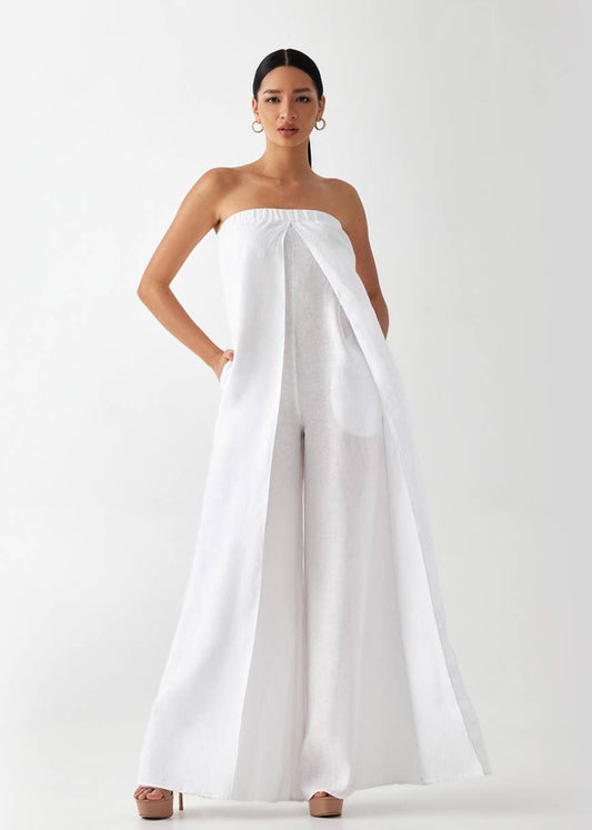 Portofino White Linen Jumpsuit | Uniquely Claudia Boutique