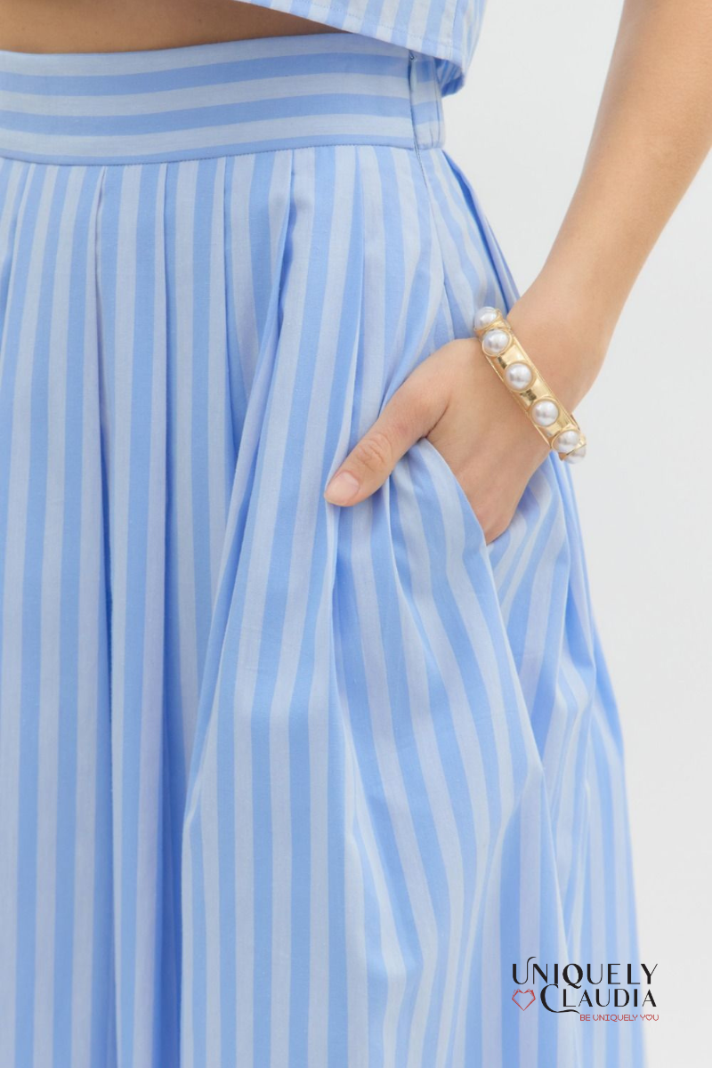 Presley Striped Top & Midi Skirt Set | Uniquely Claudia Boutique