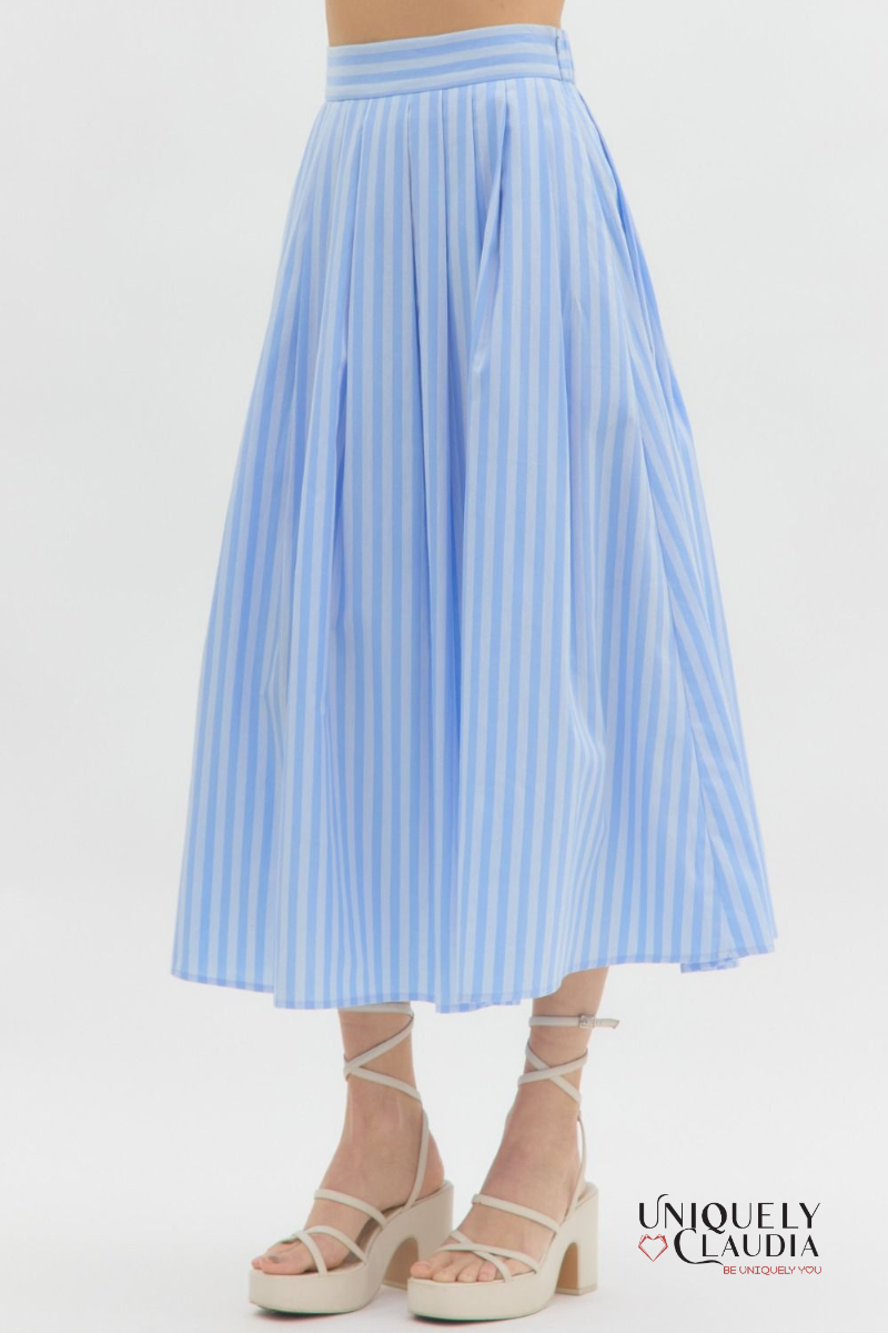 Presley Striped Top & Midi Skirt Set | Uniquely Claudia Boutique