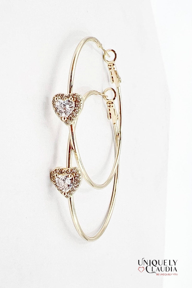Radiance Clear Crystal Heart 14K Gold-plated Hoop