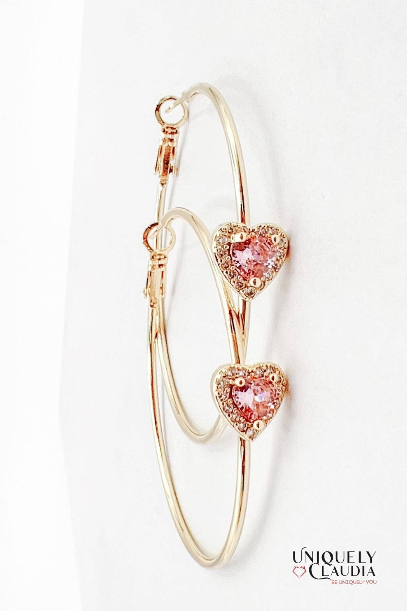 Radiance Pink Heart 14K Gold-plated Hoop | Uniquely Claudia Boutique 