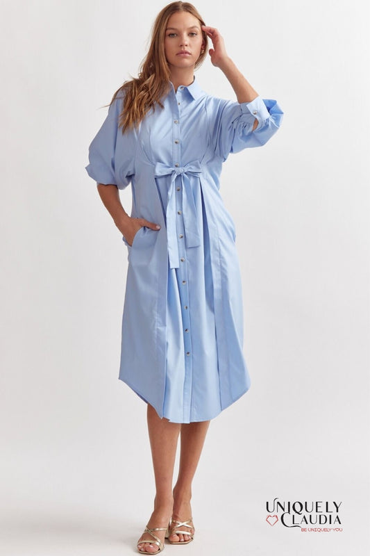 Rafaela Tie Front Button-Down Midi Dress