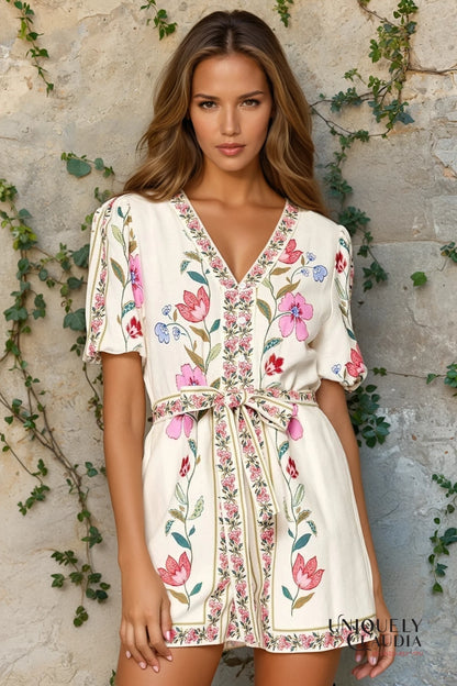 Rafaela Flower Print Romper | Uniquely Claudia