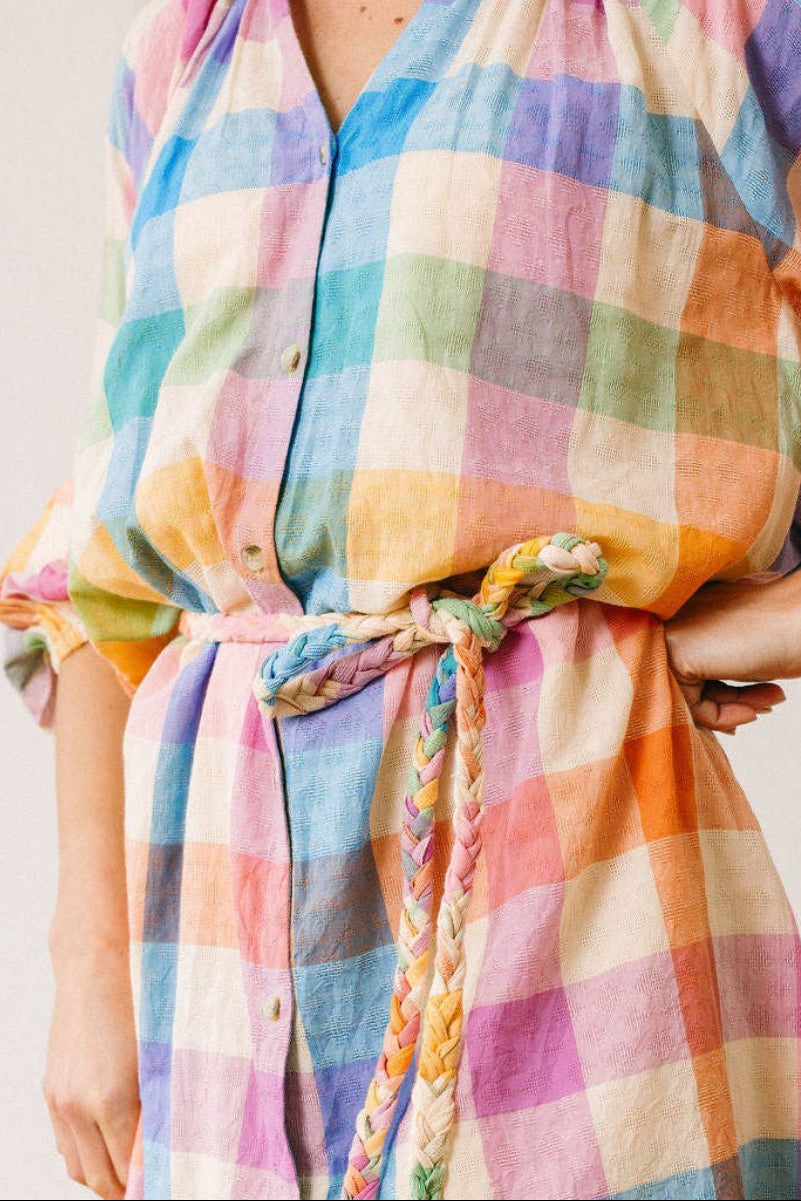 Rainbow Plaid Pippa Dress - Uniquely Claudia Boutique