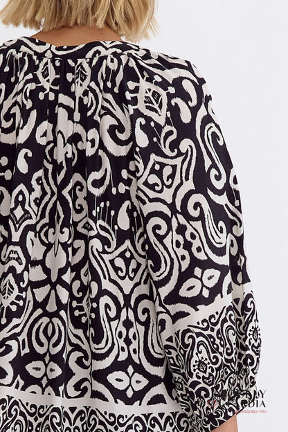 Renee Paisley Print 3/4 Sleeve Tunic | Uniquely Claudia Boutique
