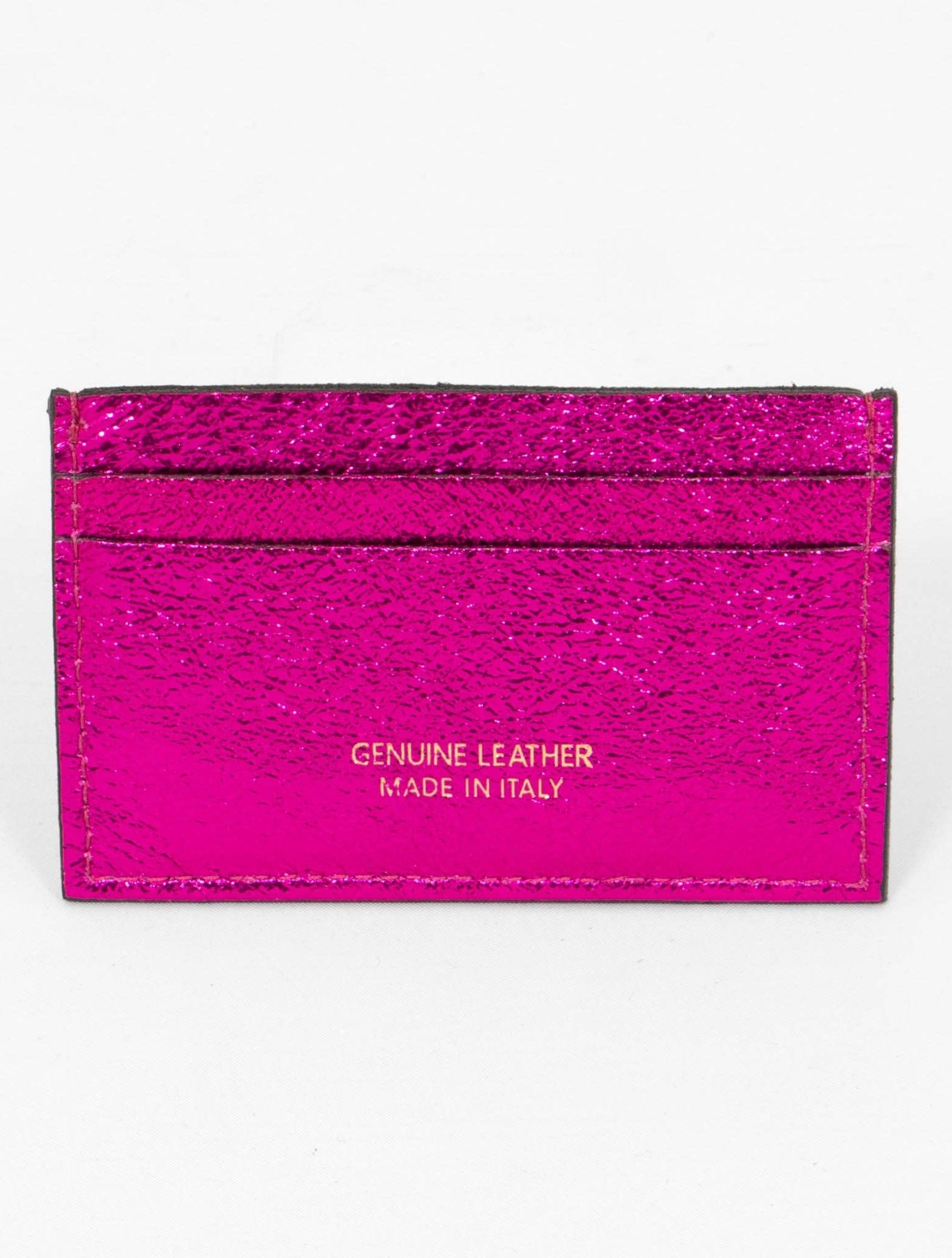 Rhea Metallic Fuchsia Italian Leather Card Holder