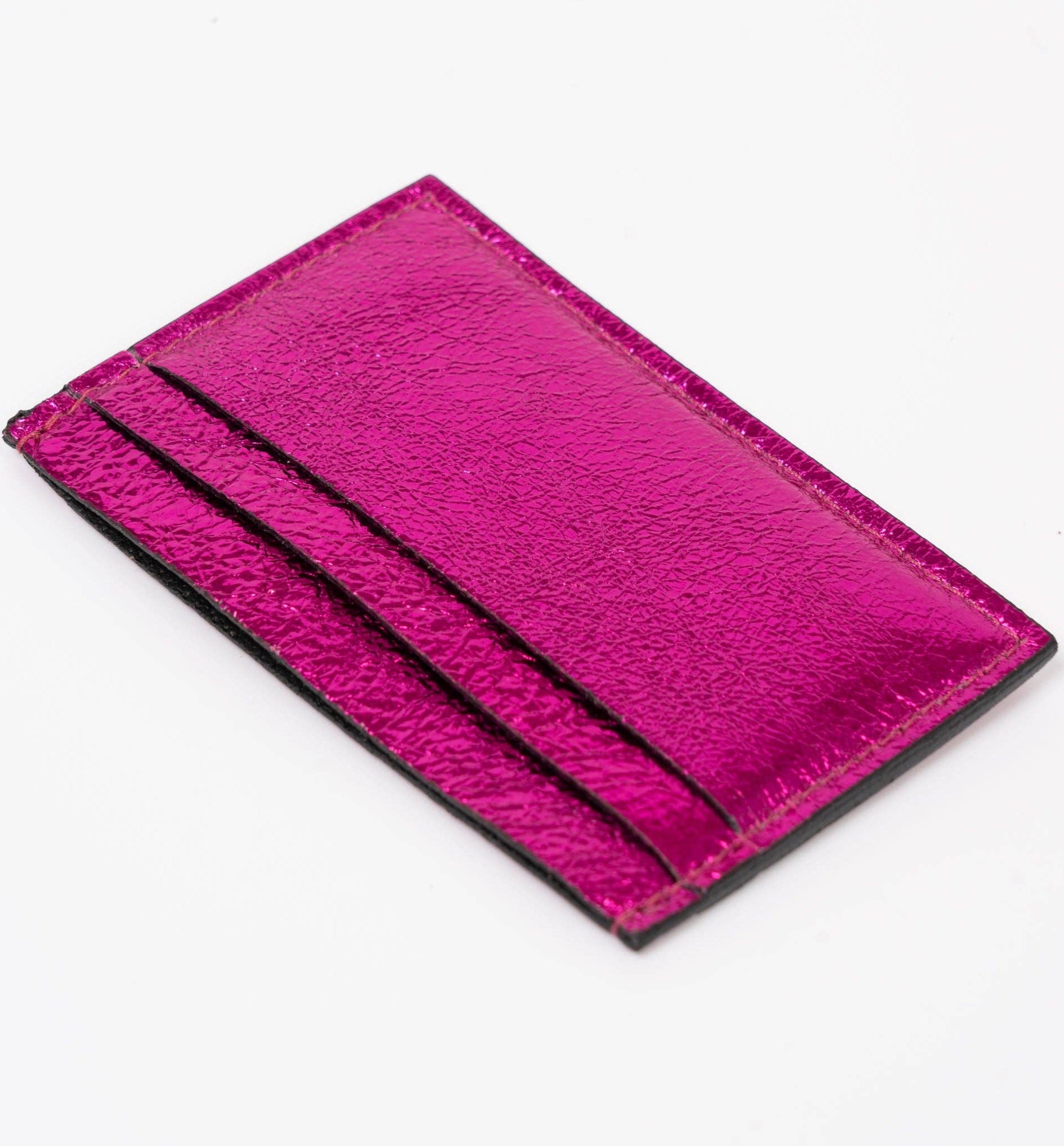 Rhea Metallic Fuchsia Italian Leather Card Holder
