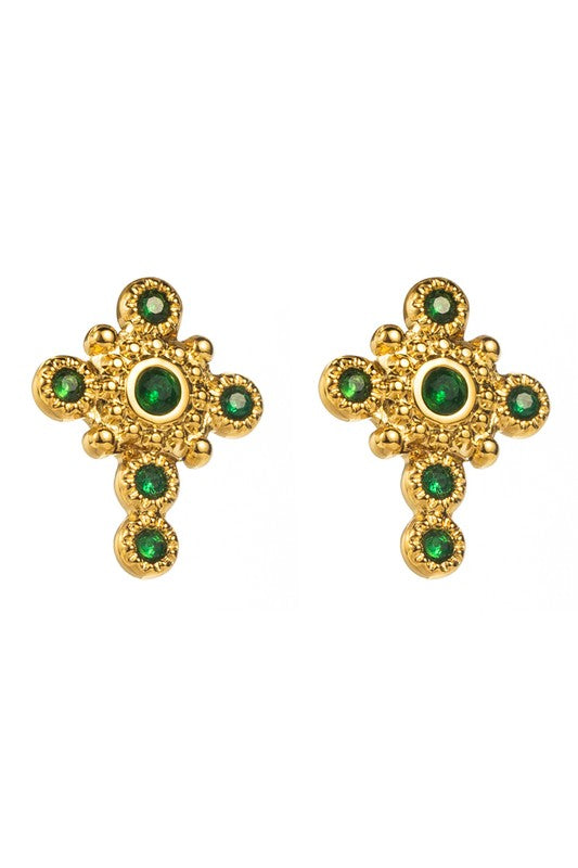 Rhinestone Stainless Steel Cross Earrings | Uniquely Claudia Boutique
