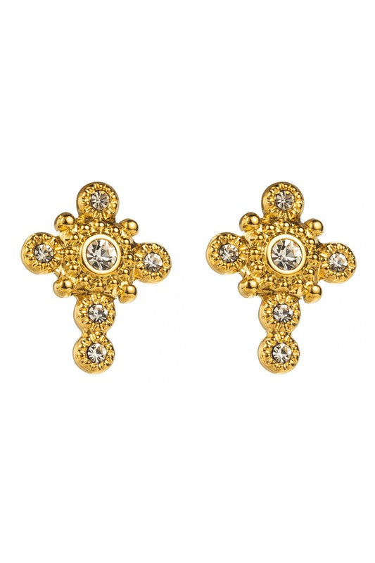 Rhinestone Stainless Steel Cross Earrings | Uniquely Claudia Boutique