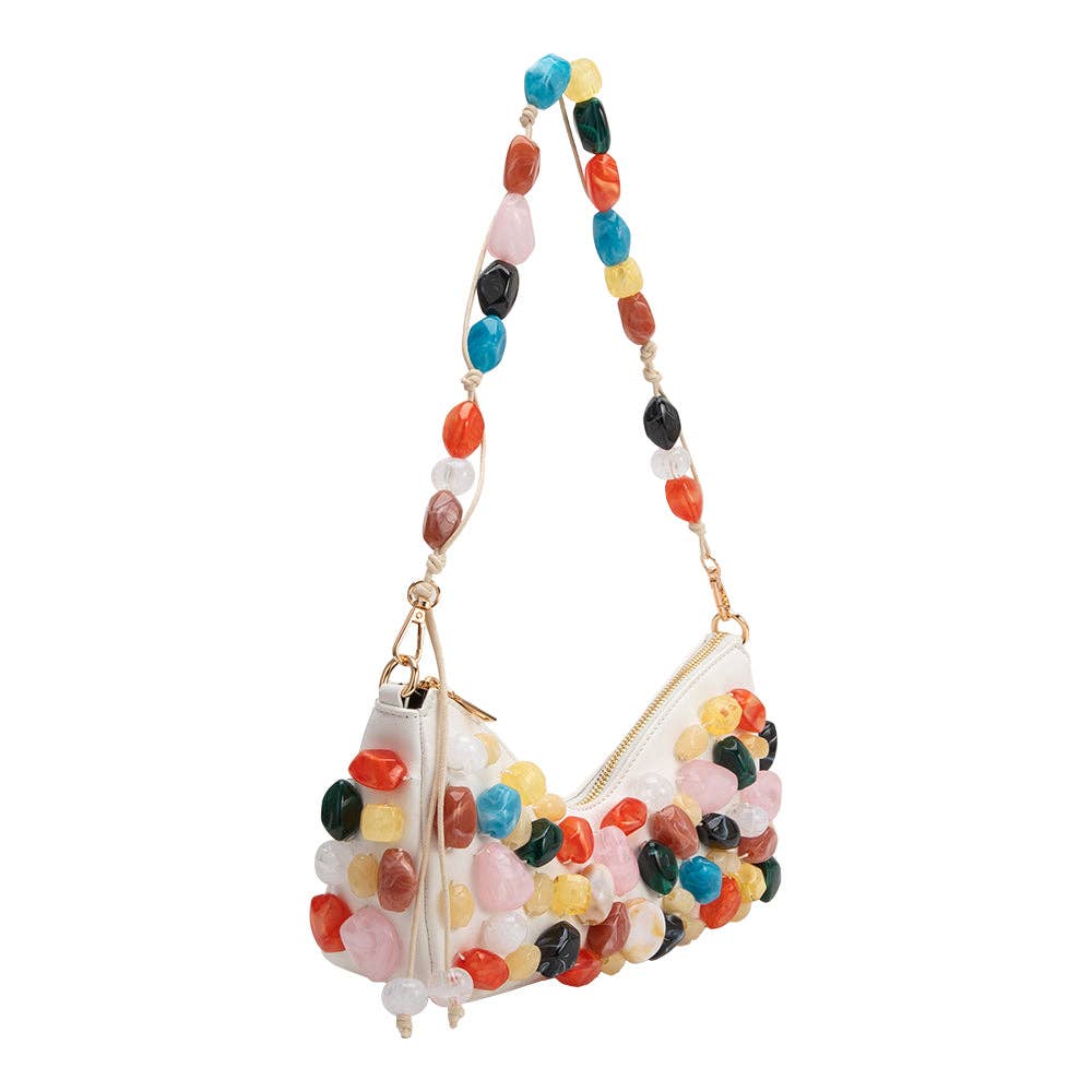 Rhodes Ivory Vegan Leather Shoulder Bag - Uniquely Claudia Boutique
