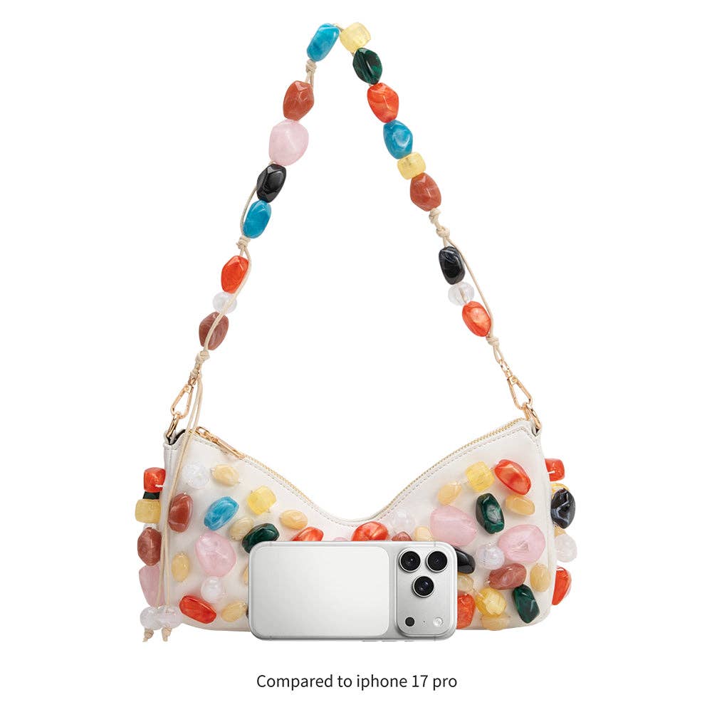 Rhodes Ivory Vegan Leather Shoulder Bag - Uniquely Claudia Boutique