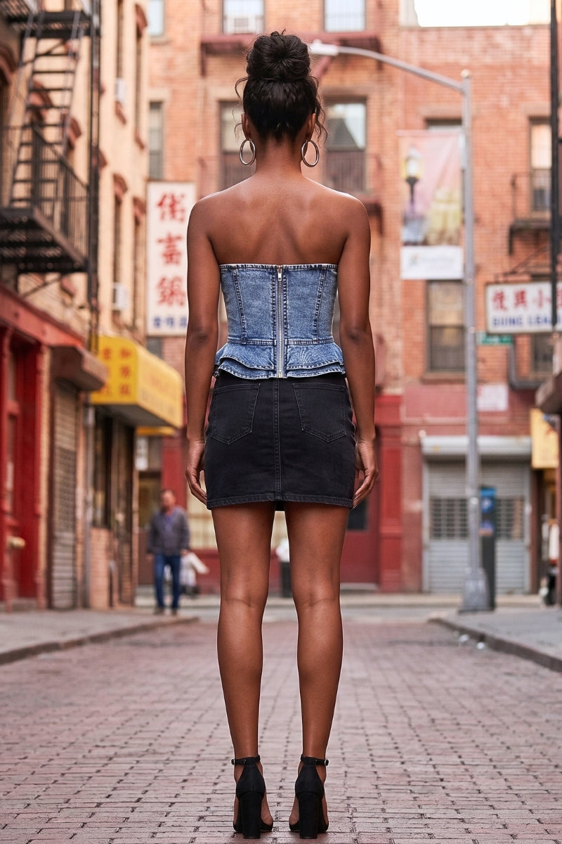 Rogue Cascade Denim Corset Top