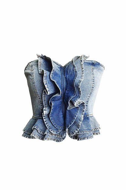 Rogue Cascade Denim Corset Top