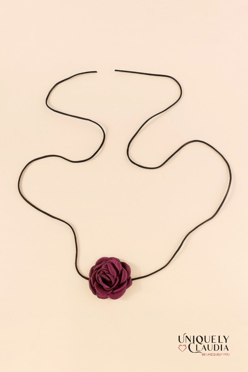 Satin Rose & Suede Choker  | Uniquely Claudia Boutique