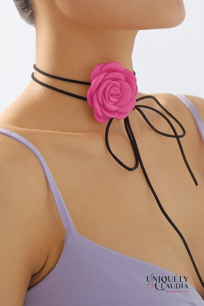 Satin Rose & Suede Choker  | Uniquely Claudia Boutique