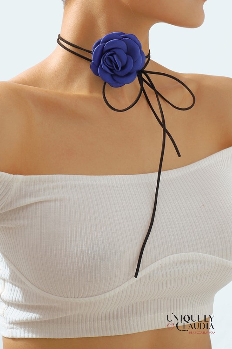 Satin Rose & Suede Choker  | Uniquely Claudia Boutique