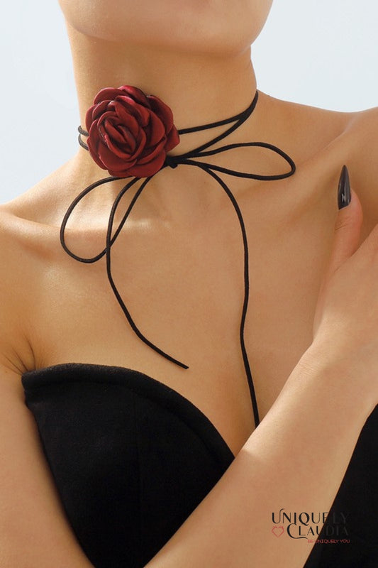 Satin Rose & Suede Choker  | Uniquely Claudia Boutique