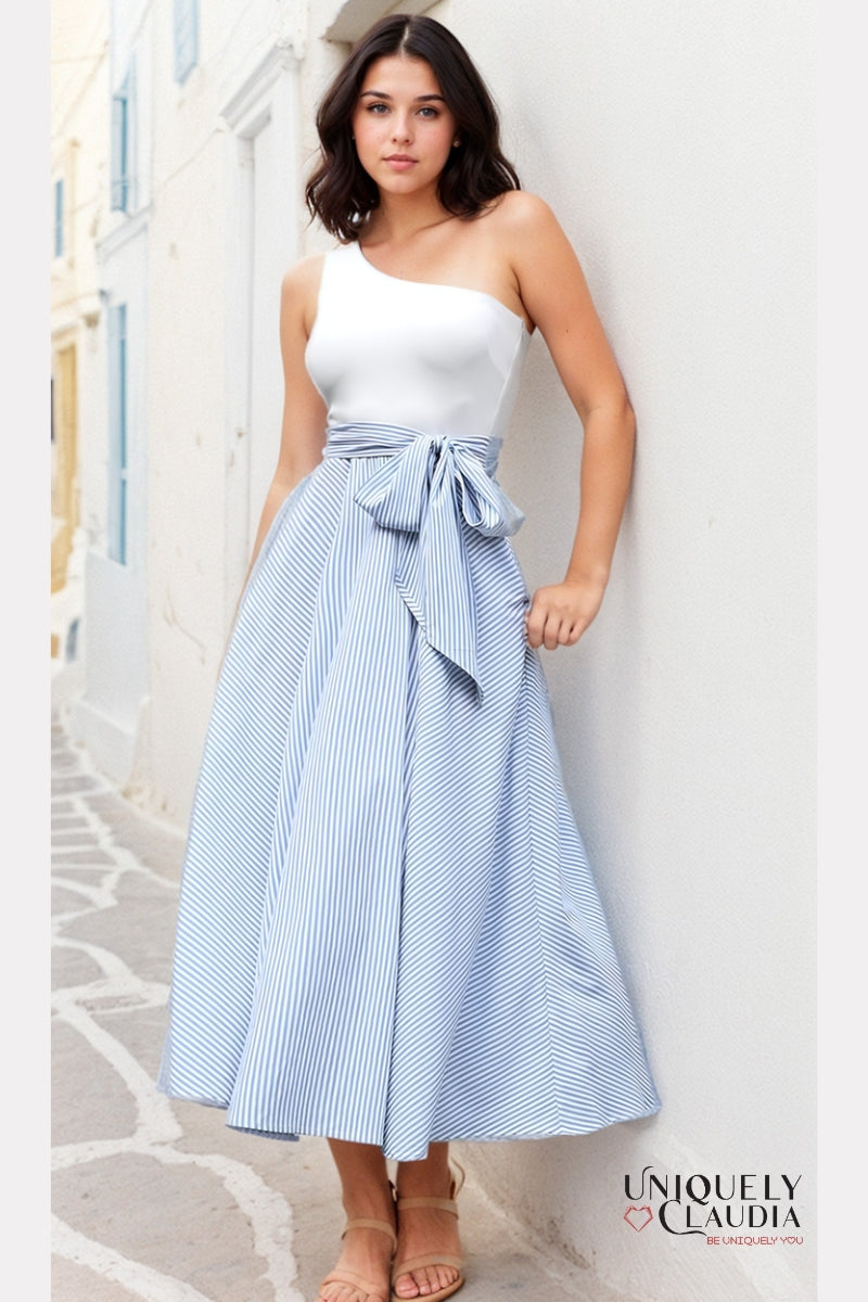 bicolor guipure one-shoulder maxi dress FARM Rio | Dresses | Bicolor Guipure Oneshoulder Maxi Dress