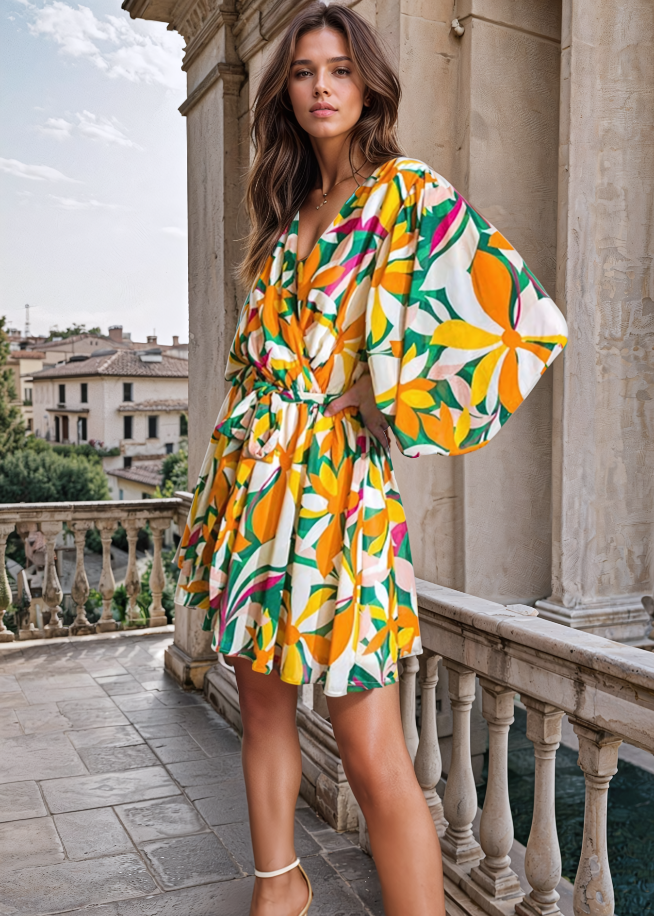 Sandra Surplice Long Sleeve Chiffon Mini Dress | Uniquely Claudia Boutique